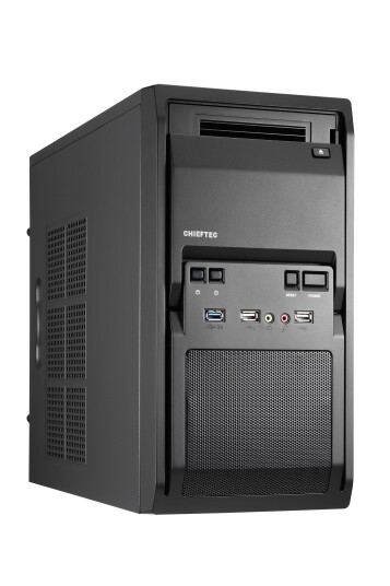 Chieftec LT-01B Mini Tower Kabinett med 350W Strømforsyning, Micro-ATX, Svart
