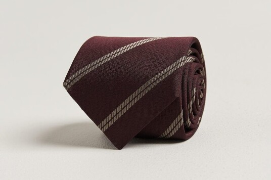 Brunello Cucinelli Regimental Stripe Silk Tie Burgundy