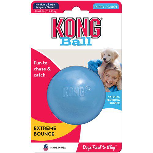Kong Puppy Ball Hundeleke Til Valp (2 Størrelser) Medium/Large Blå