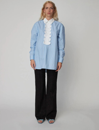 Stella Nova Striped Shirt With Scallops Blue 34 Stella Nova Striped Shirt With Scallops Blue 34