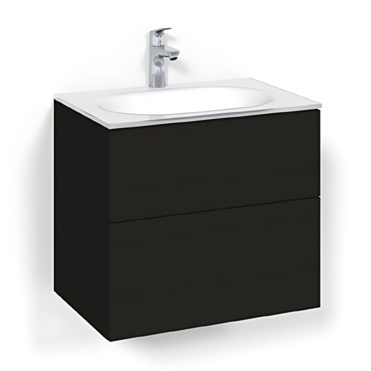 Macro Design Crown Plain/push-open Servantskap 2-skuff - med Glasservant Svart eik / 60cm Glass Edge Hvit Macro Design Crown Plain/push-open Servantskap 2-skuff - med Glasservant Svart eik / 60cm Glass Edge Hvit