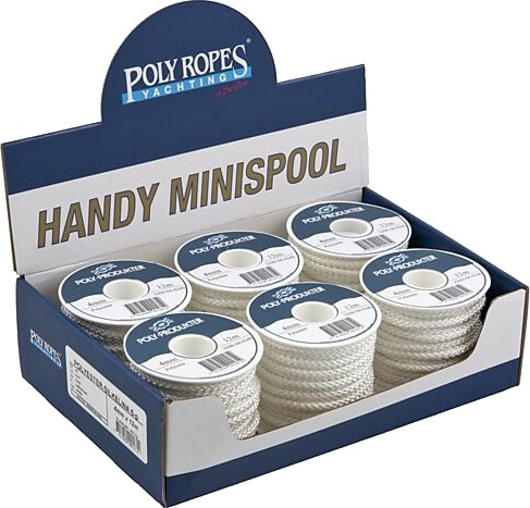 Poly produkter flettet polyesterline hvit 4.00mmx12m Poly produkter flettet polyesterline hvit 4.00mmx12m