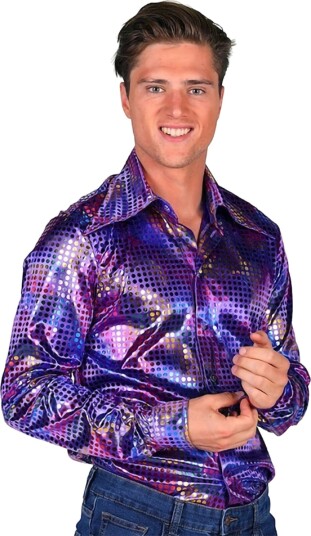 Thetru B.v. Disco Skjorte Herre Lilla Fargeskimrende Medium 3509-0900-000M