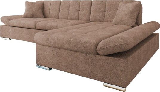 Vananda Sofa med Sjeselong 3 seter i Bouclé Rosa Vananda Sofa med Sjeselong 3 seter i Bouclé Rosa