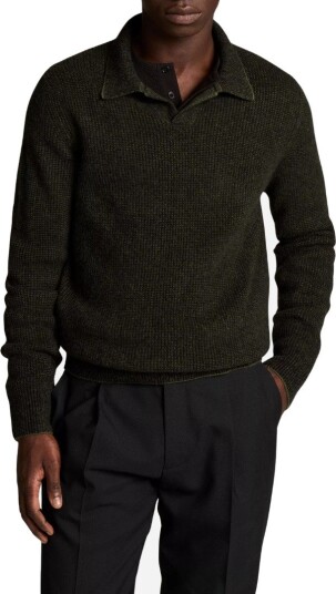 Vince Boiled thermal johnny collar sweater M grønn herre