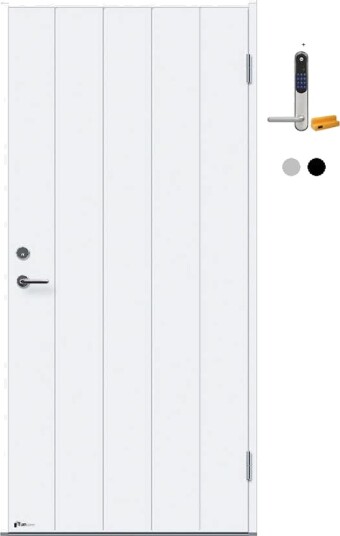 Ytterdør Tundøren Tun 708 Hvit uten Sylinder med Yale Doorman Classic Home