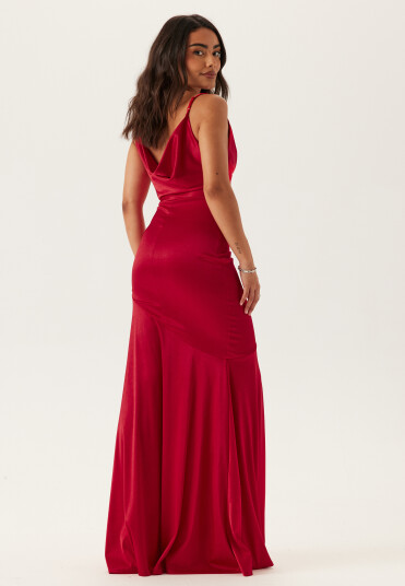 Goddiva Satin Cowl Neck Maxi Dress