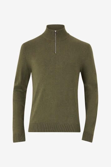 Lindbergh Genser Half Zip Melange Knit Grønn Lindbergh Genser Half Zip Melange Knit Grønn
