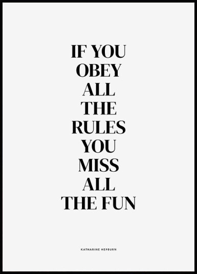 If You Obey All The Rules You Miss All The Fun Plakat Plakat / 100x150cm