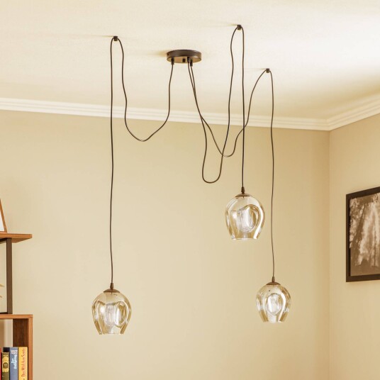 EMIBIG LIGHTING Starla pendellampe grafittglass 3 lyskilder desentralisert EMIBIG LIGHTING Starla pendellampe grafittglass 3 lyskilder desentralisert