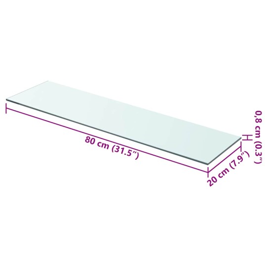 vidaXL Hyllepaneler 2 stk klart glass 80x20 cm vidaXL Hyllepaneler 2 stk klart glass 80x20 cm