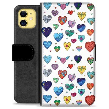 iPhone 11 Premium Lommebok-deksel Hjerter