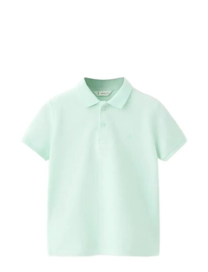 Mango Short Sleeved Cotton Polo Shirt Green 3 4