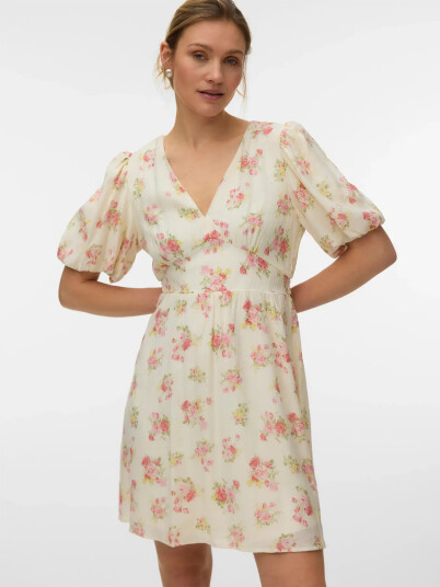 Vero Moda Bella 2/4 V Neck Short Dress Rosa XS