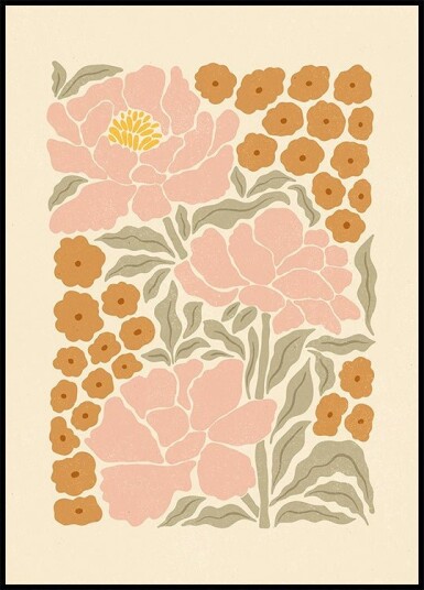Retro Peonies Plakat Plakat / 70x100cm