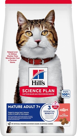 Hill'S Tørrfôr Science Plan Adult Mature Cat 7+ Salmon Tørrfôr Til Katt 1.5 kg