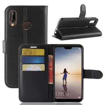 Huawei P20 Lite Lommebok-deksel med Magnetisk Lukning Svart