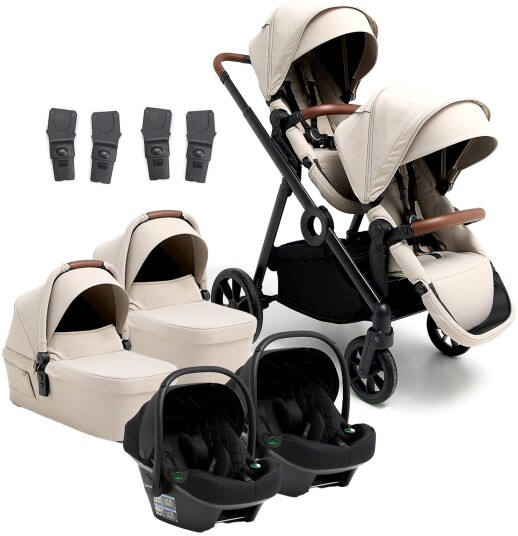 Beemoo Pro Multi 2 Tvillingvogn inkl. Route i-Size Babybilstol Latte Beige/Black Stone