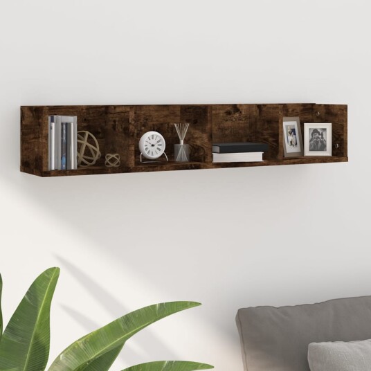 vidaXL Veggmontert CD-hylle r?kt eik 100x18x18 cm konstruert tre