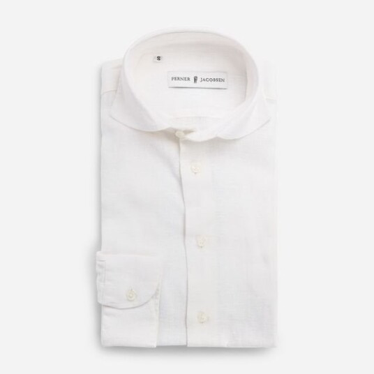 Ferner Jacobsen Slim Linen Shirt - Panna Hvit S Ferner Jacobsen Slim Linen Shirt - Panna Hvit S