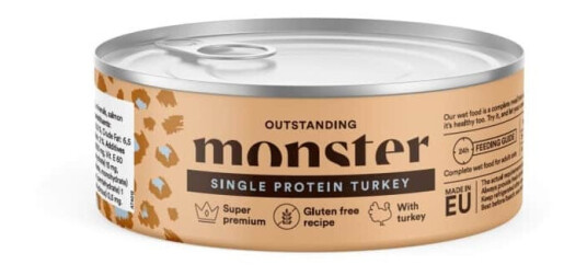 Monster Pet Food Våtfôr til Katt med Kalkun 100 g - Enkelt Protein for Voksen Katt
