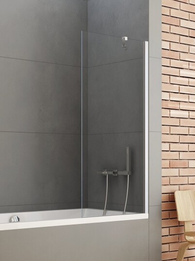 NEW SOLEO Fast Badekarvegg med diagonal beslag Chrome Shine 50x140
