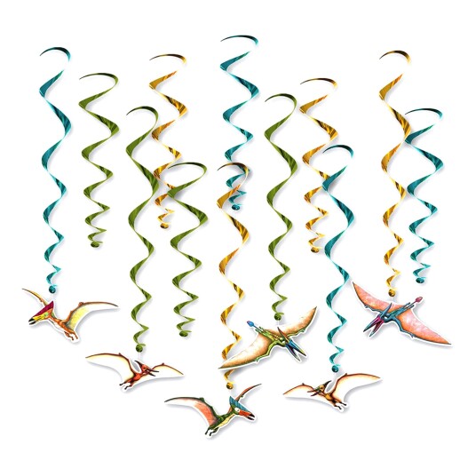 360 Degrees Ltd Swirls Dinosaurer Hengende Dekorasjon - 12-pakning