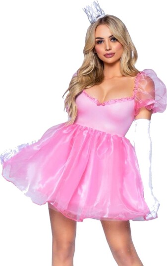 Frosted Organza Babydoll Tornerose Inspirert Rosa Kostymekjole til Dame Medium