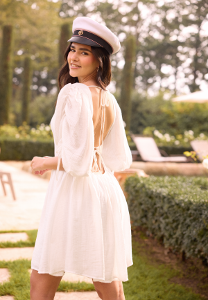 Bubbleroom Occasion Tie Back Short Dress White XXS