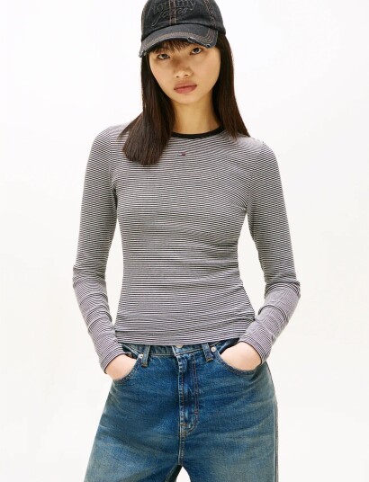 Tommy Jeans Tjw Slim Essential Rib Ls Black M
