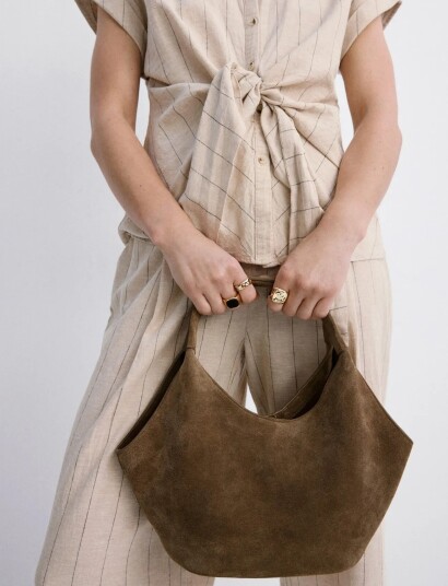 Mango Linen Pinstripe Shirt Brown M Mango Linen Pinstripe Shirt Brown M
