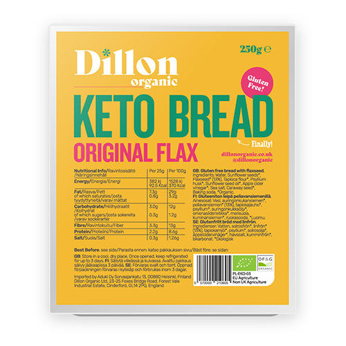 Dillon Organic Keto brød original m. Linfrø Ø - 250 g