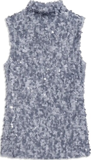 Topshop Tscarla Sequin Side Tie Tunic Top Jrs   CASHMERE BLUE   XS