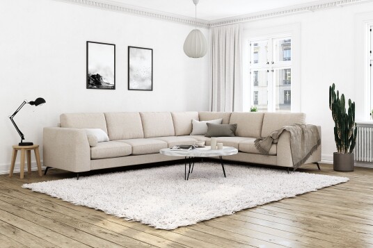 Ocean Lyx 5 seters Vendbar L formet Hjørnesofa i Stoff   Beige
