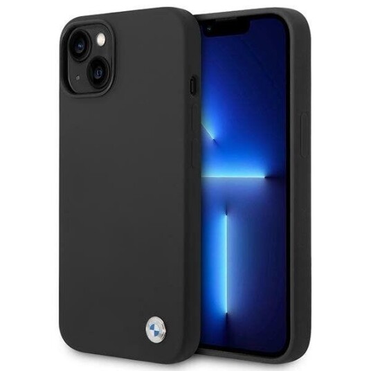 BMW Mobildeksel iPhone 14 Plus 6,7" Silikon med Metalllogo Svart