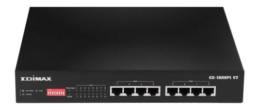 Edimax Lang rekkevidde 8-porters Gigabit Ethernet PoE+-svitsj med DIP-svitsj
