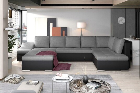 Seksjon Eltap Giovanni 351x82x190 cm Sawana 05 Soft 11 Grå Svart Venstre