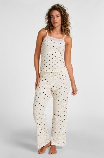 Hunkemöller Pyjamasett Dots Hvit Hunkemöller Pyjamasett Dots Hvit