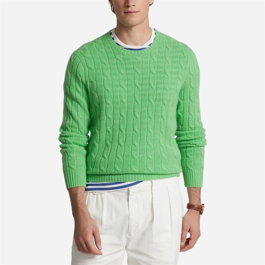 Ralph Lauren The Iconic Cable-Knit Cashmere Jumper - Honeydew Green Grønn M Ralph Lauren The Iconic Cable-Knit Cashmere Jumper - Honeydew Green Grønn M