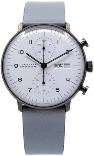 Junghans Herreklokke 27/4008.02 Max Bill Hvit/Lær Ø40 mm