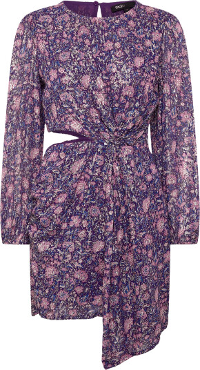 Maje Metallic Printed Viscose Dress   Purple   36