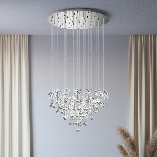 Pianopoli hengelampe krom 78x110 cm   EGLO Stars of Light   Spisestue   Design   Rustfritt stål   Rund