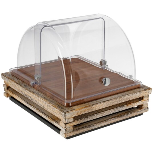 VEGA Ostefat komplett Natchez tre GN 1/2; Størrelse GN 1/2 37x31x27.7 cm (LxBxH); Vintagehvit/Transparent/Eik; Rektangulær