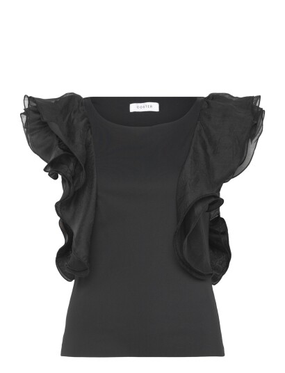 Coster Copenhagen Top With Ruffle Sleeves   Black   34