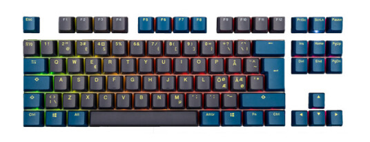 Ducky Daybreak Keycap Set - double shot PBT - light blue & black - Tastehetter - Nordisk - Blå