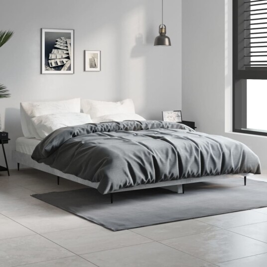 vidaXL Sengeramme betonggrå 140x190 cm konstruert tre
