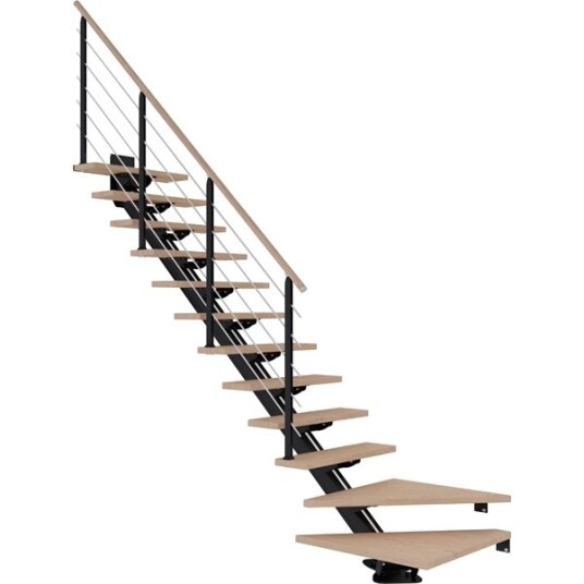 Dolle Sydney L trapp Svart 9005 design hvitoljeret Eik 85 13   Loddret Høyde 259 315cm