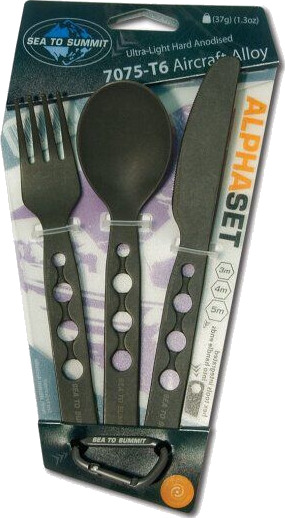 Sea To Summit Cutlery Alphaset Spoon/knife/fork Grey Anodised