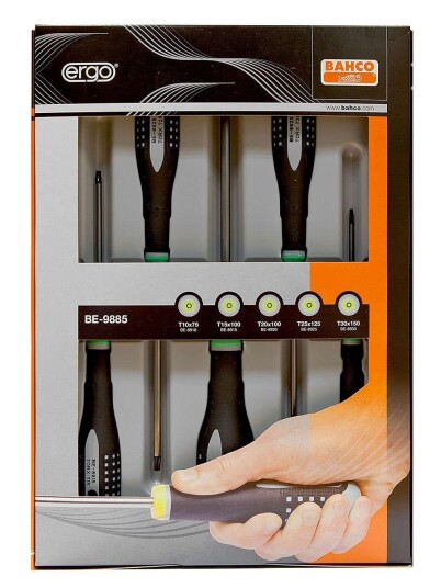 Bahco BE-9885 Torx-skrutrekkersett med 5 deler og gummigrep