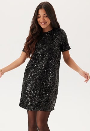 Pieces Pcserena Sequin Ss O-neck Dres Black Detail black Detail XL